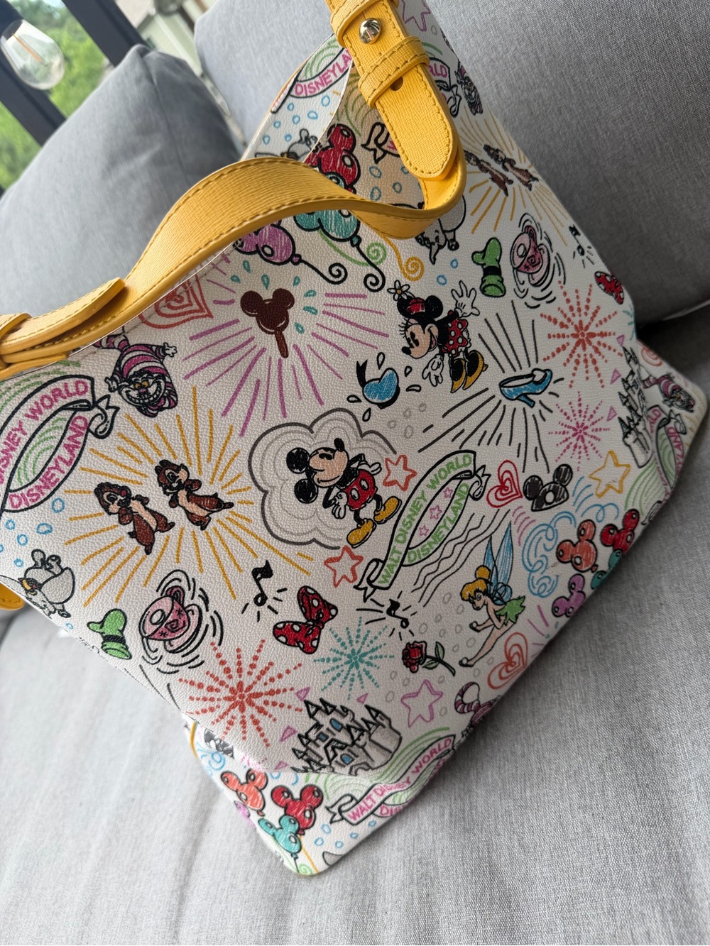 Dooney & Bourke Disney Parks Yellow-Trim Canvas Shoulder Bag with Wallet - Picture 4 of 8